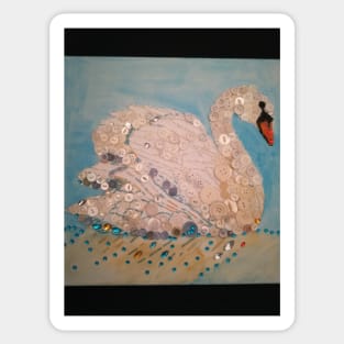 Swan button mosaic collage artwork Sticker